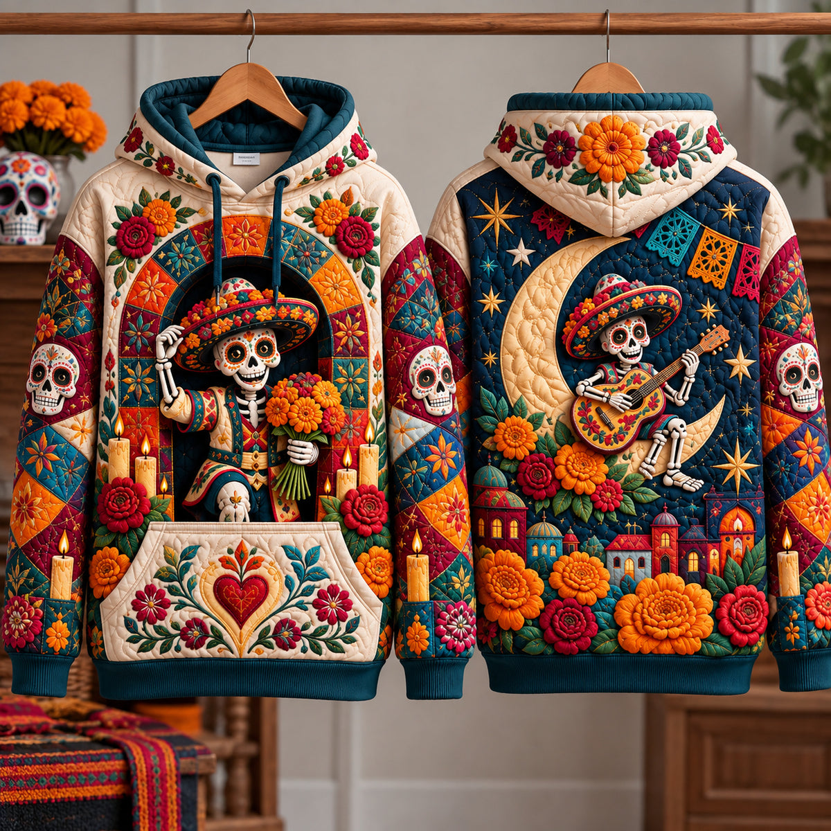 Day of the Dead Roses Hoodie GFTONPT1507