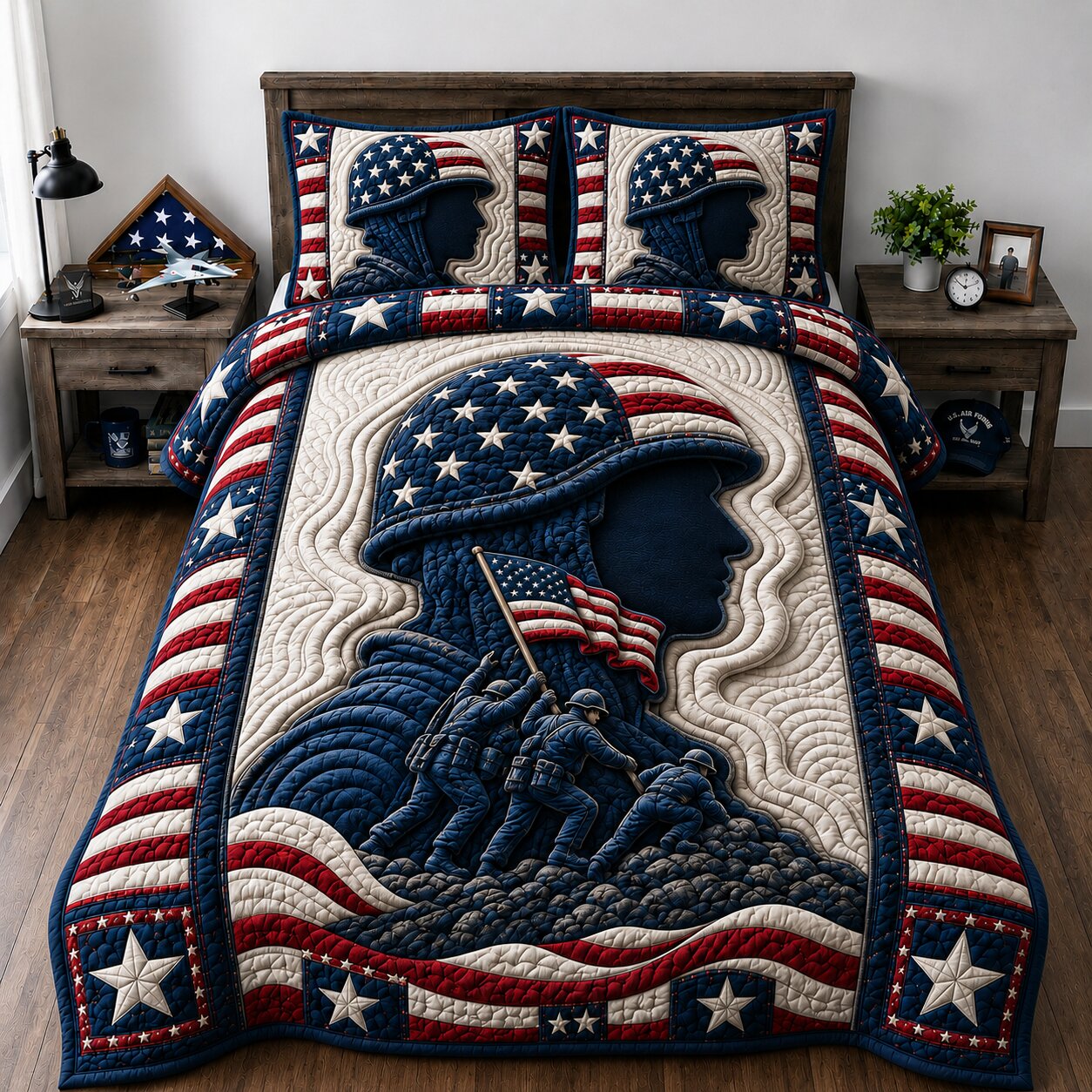 Veterans March On 3-Piece Quilted Bedding Set GFTONPT151