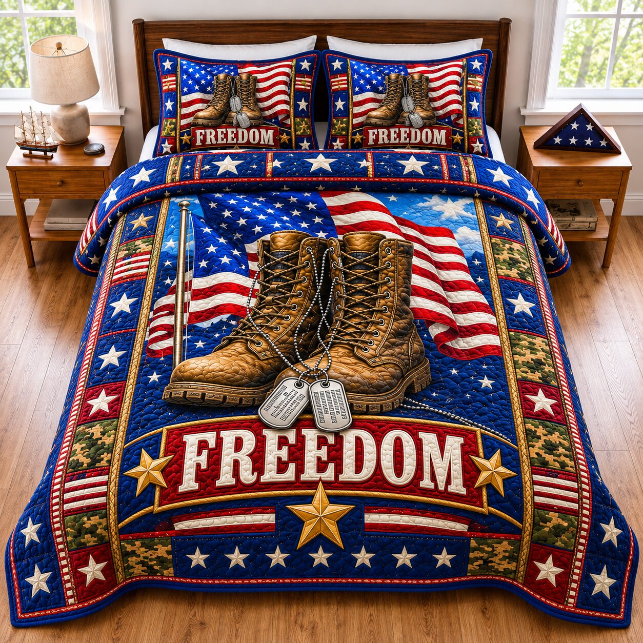 Veterans Brave Heart 3-Piece Quilted Bedding Set GFTONPT152