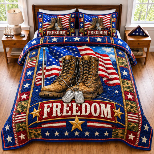 Veterans Brave Heart 3-Piece Quilted Bedding Set GFTONPT152