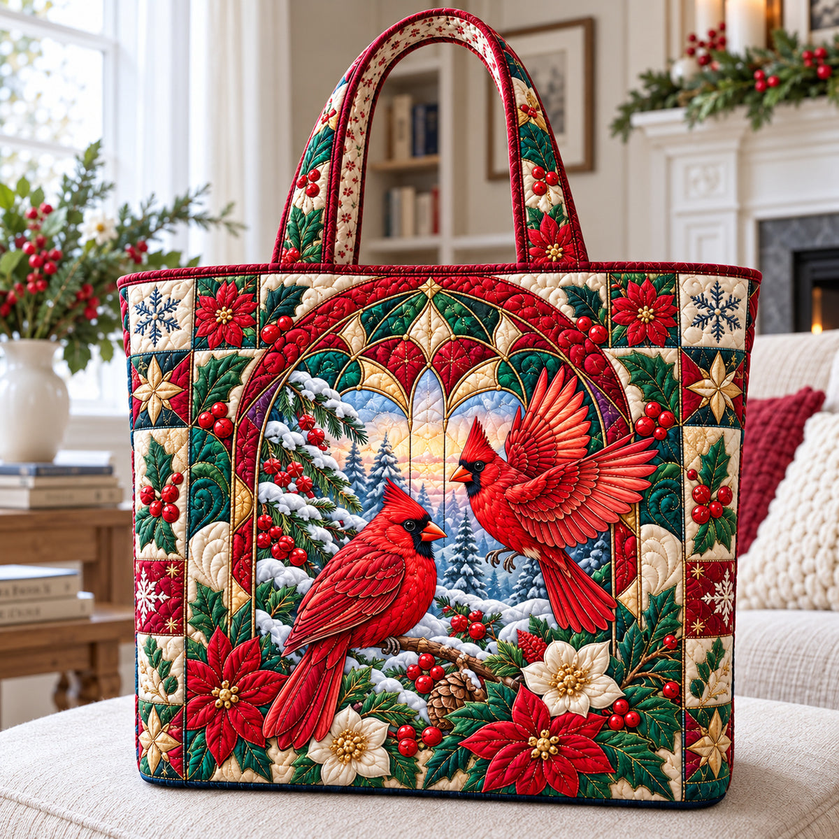 Cardinal Bird Heaven Quilted Tote Bag GFTONPT1537