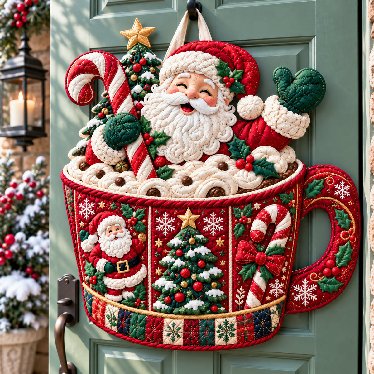 Santa Claus North Pole Custom Shape Quilted Door Hanger GFTONPT1583