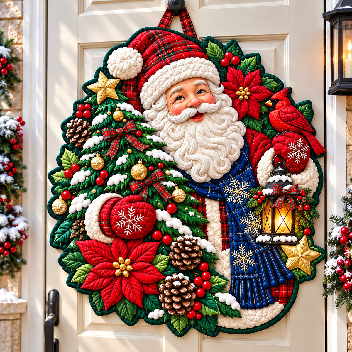 Santa Claus Christmas Eve Custom Shape Quilted Door Hanger GFTONPT1584