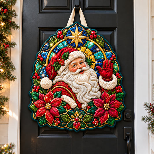 Santa Claus Festive Journey Custom Shape Quilted Door Hanger GFTONPT1585