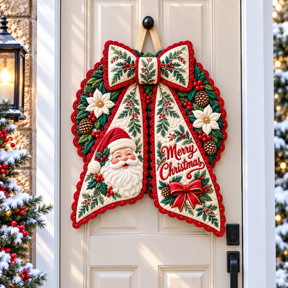 Santa Claus Holiday Village Custom Shape Quilted Door Hanger GFTONPT1586