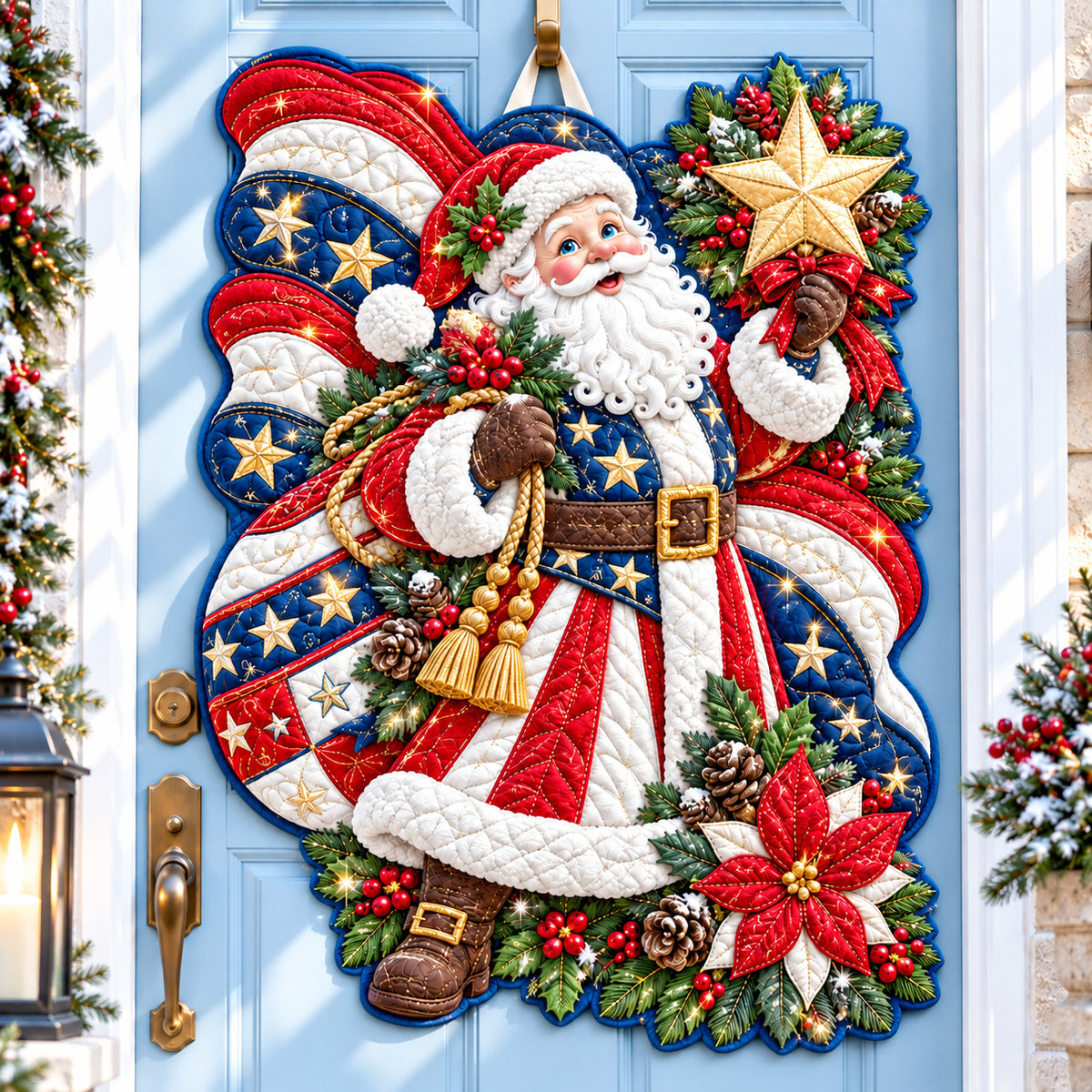 Santa Claus Merry Adventure Custom Shape Quilted Door Hanger GFTONPT1588