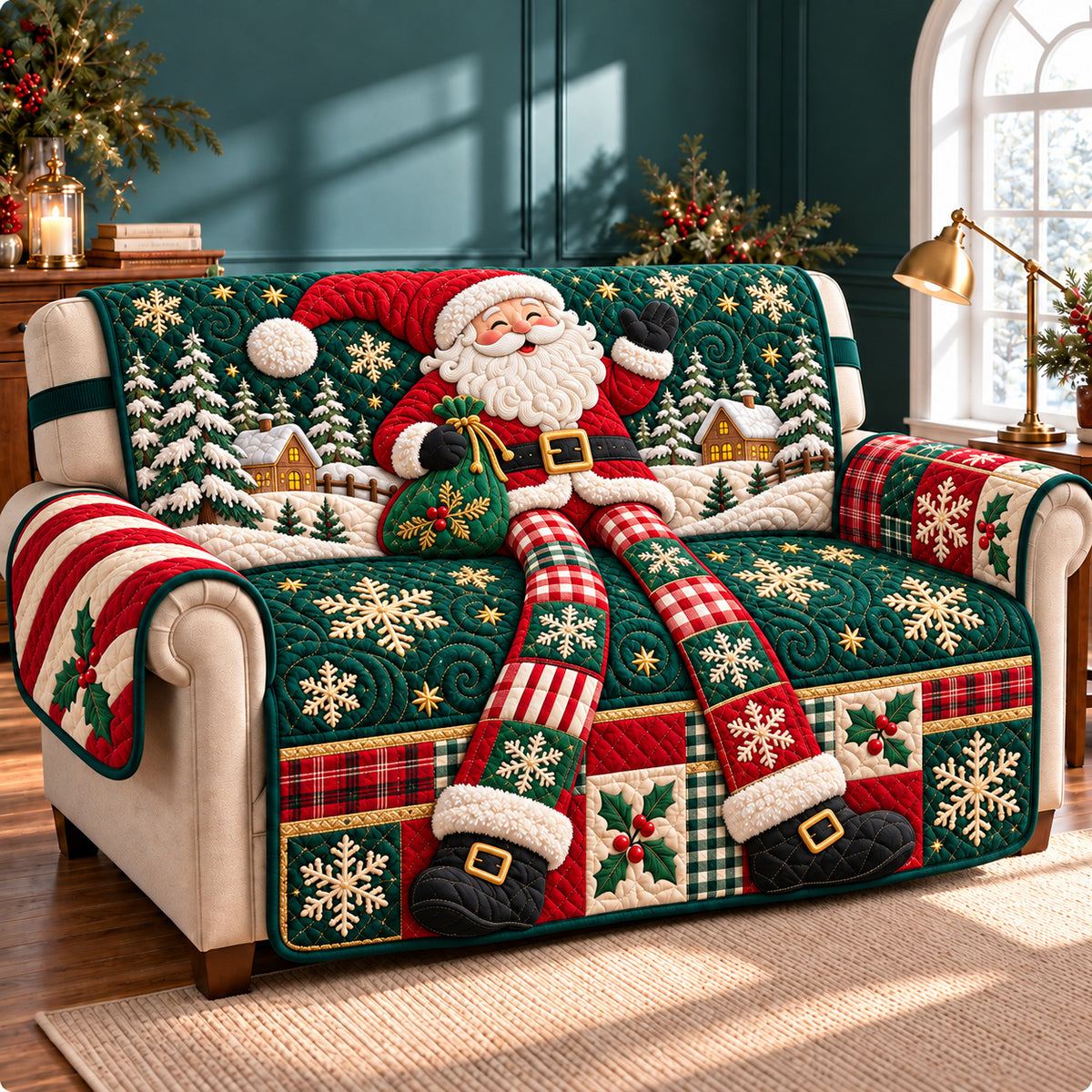 Santa Claus Starlight Quilted Sofa Cover GFTONPT1631