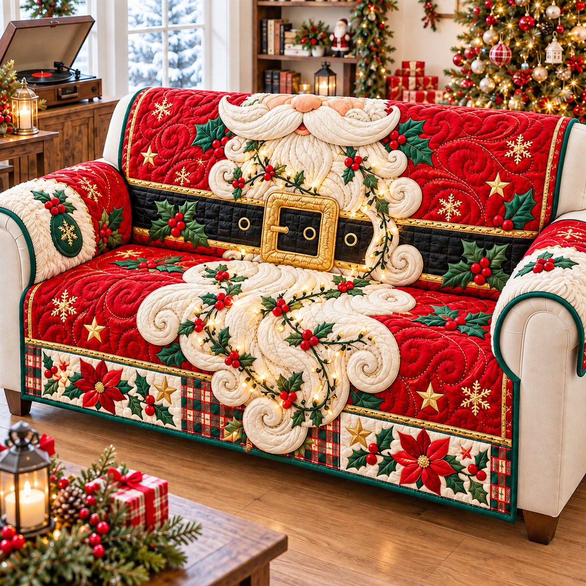 Santa Claus Storybook Quilted Sofa Cover GFTONPT1632