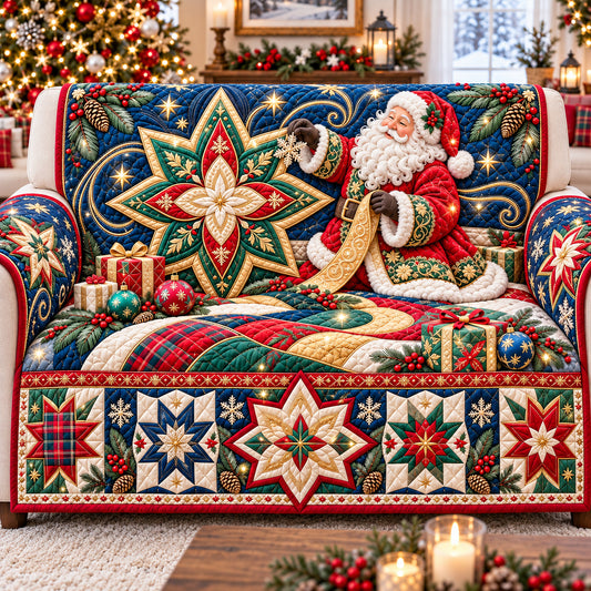 Santa Claus Merriment Quilted Sofa Cover GFTONPT1633