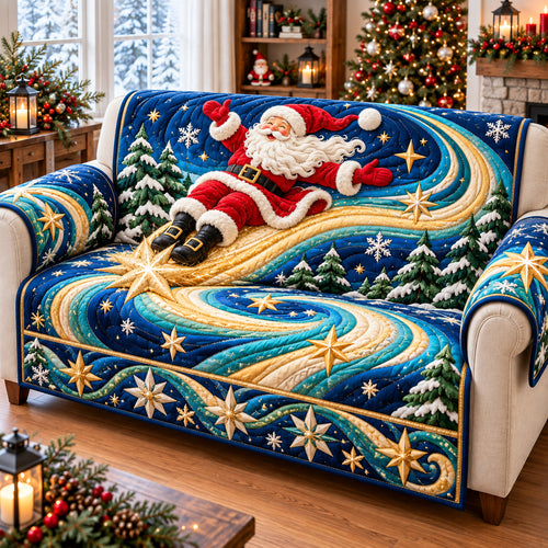 Santa Claus Holiday Wonder Quilted Sofa Cover GFTONPT1635