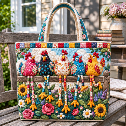 Whimsical Chicken Farm Quilted Tote Bag GFTONPT1646