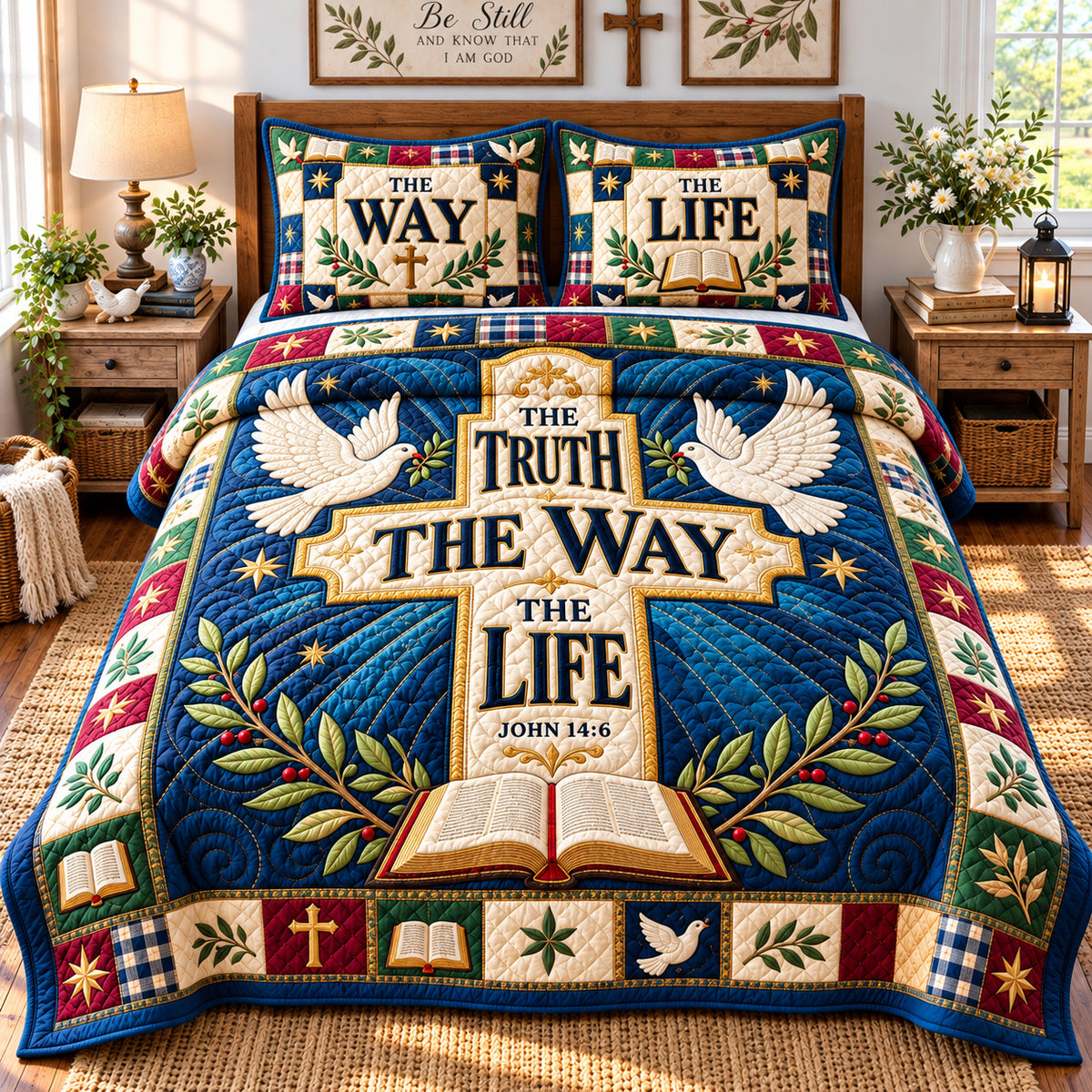 Christian Bible Grace 3-Piece Quilted Bedding Set GFTONPT1675
