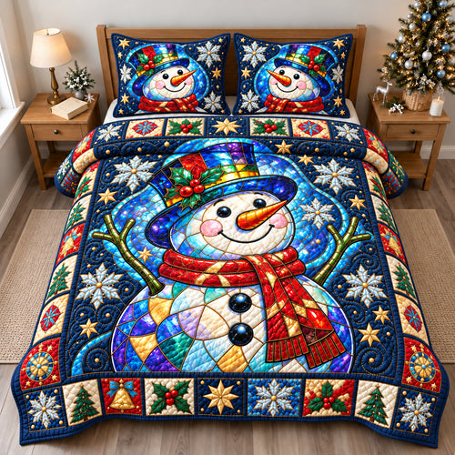 Snowman Arctic Adventure 3-Piece Quilted Bedding Set GFTONPT1744