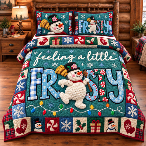 Snowman Christmas Dreams 3-Piece Quilted Bedding Set GFTONPT1745