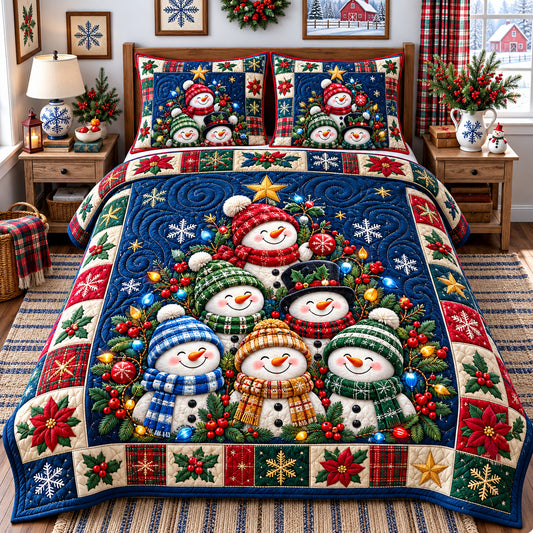 Snowman Frozen Fantasy 3-Piece Quilted Bedding Set GFTONPT1748