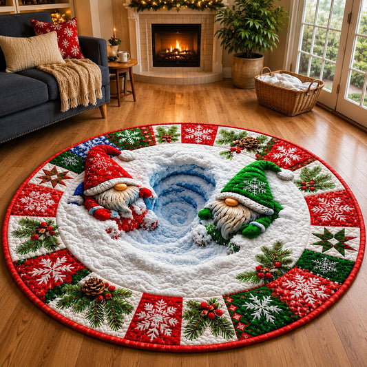 Christmas Gnomes Magic Quilted Round Mat GFTONPT175