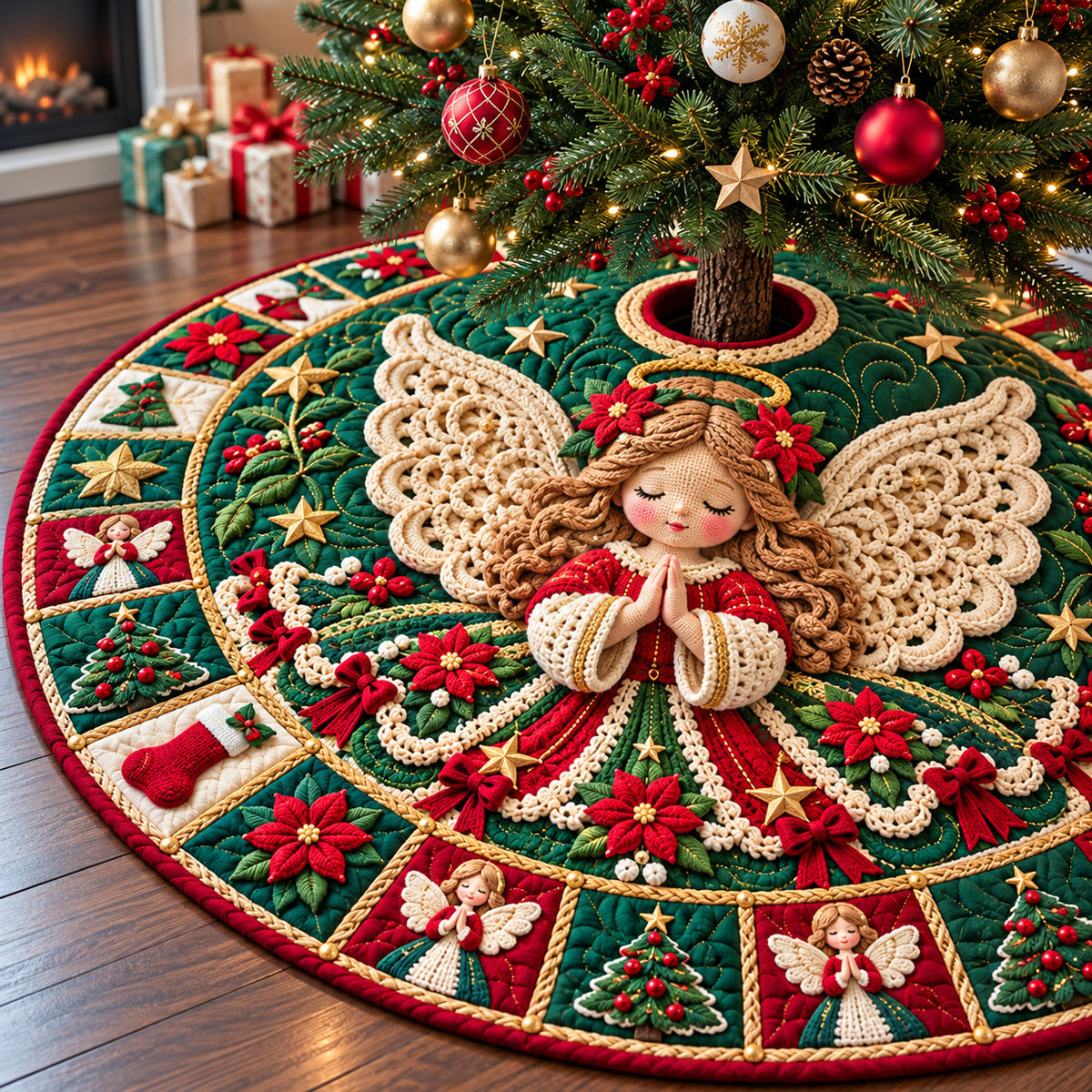 Angel Sacred Wings Quilted Tree Skirt GFTONPT1752