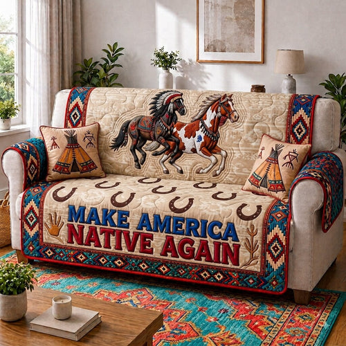 Horse Spirit Quilted Sofa Cover GFTONPT188