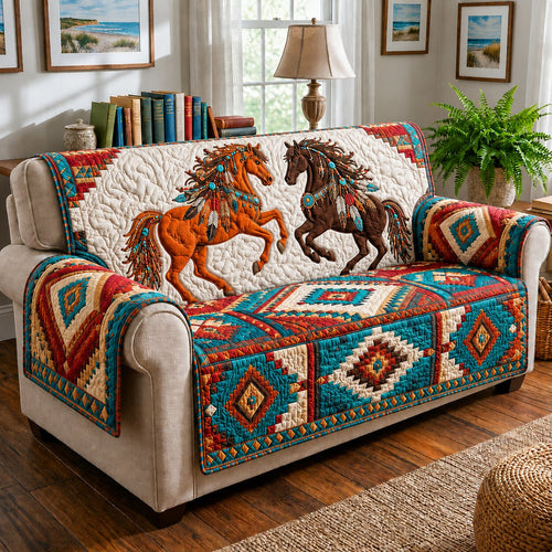 Golden Horse Quilted Sofa Cover GFTONPT189