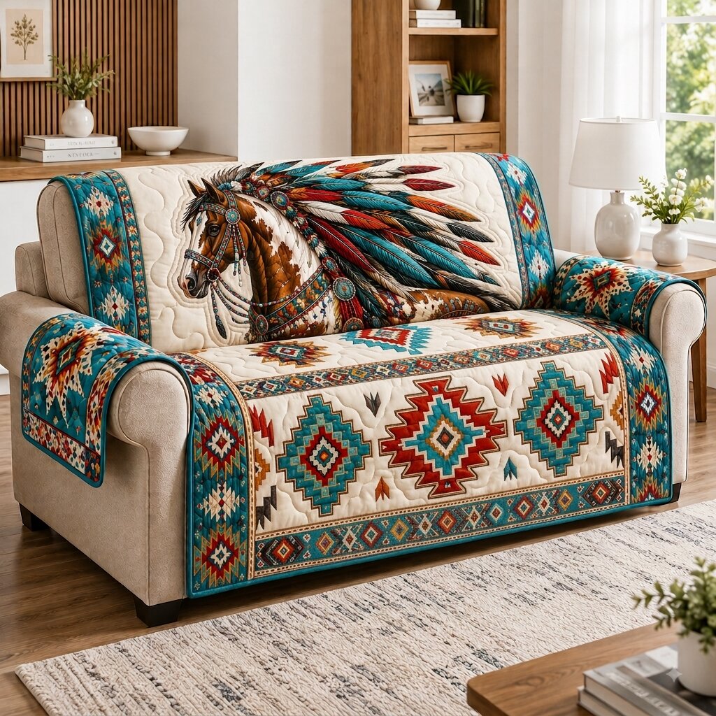 Horse Freedom Quilted Sofa Cover GFTONPT192
