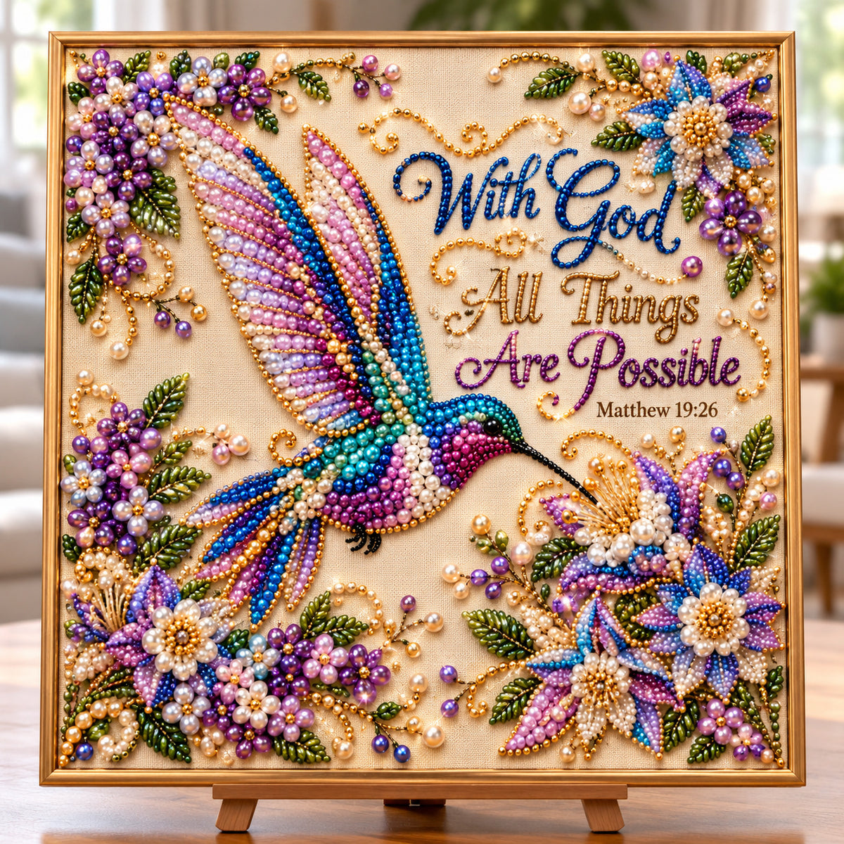 Hummingbird Floral Elegance DIY Diamond Pearl Art Kit GFTONPT2165