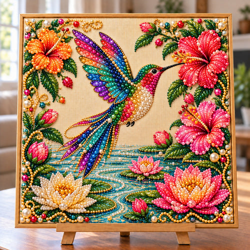 Hummingbird Ruby Blossoms DIY Diamond Pearl Art Kit GFTONPT2166