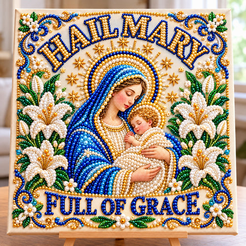 Virgin Mary Rosary DIY Diamond Pearl Art Kit GFTONPT2194