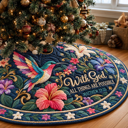 Hummingbird Blossoms Quilted Tree Skirt GFTONPT2230