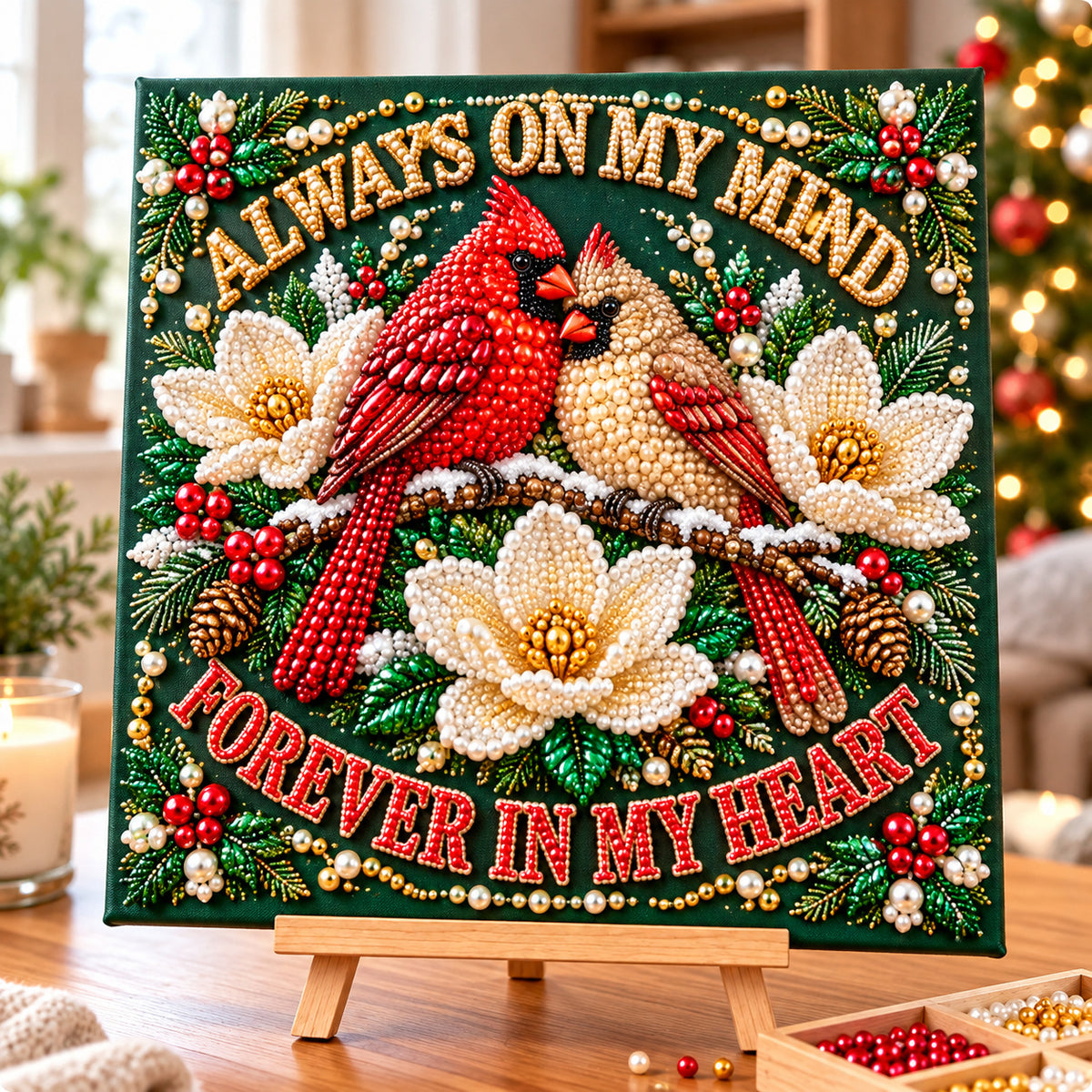 Cardinal Bird Snowflakes DIY Diamond Pearl Art Kit GFTONPT2256