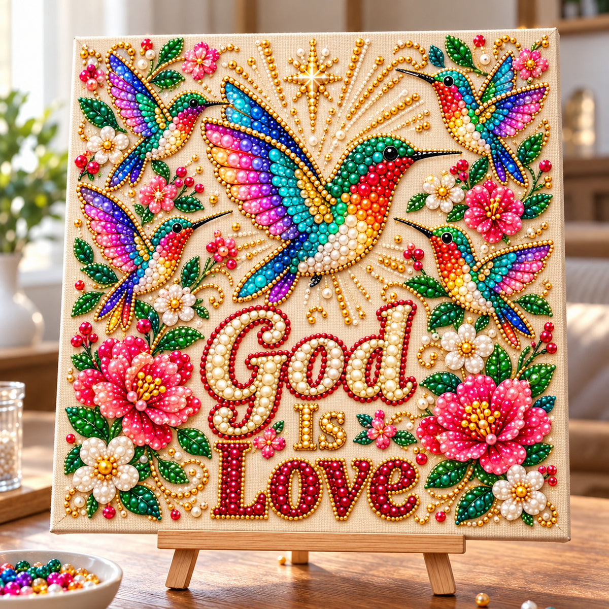 Hummingbird Flower DIY Diamond Pearl Art Kit GFTONPT2295