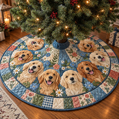 Golden Retriever Wildflower Quilted Tree Skirt GFTONPT2298