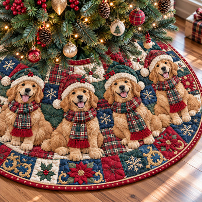 Golden Retriever Christmas Quilted Tree Skirt GFTONPT2300