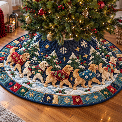 Golden Retriever Winter Quilted Tree Skirt GFTONPT2301