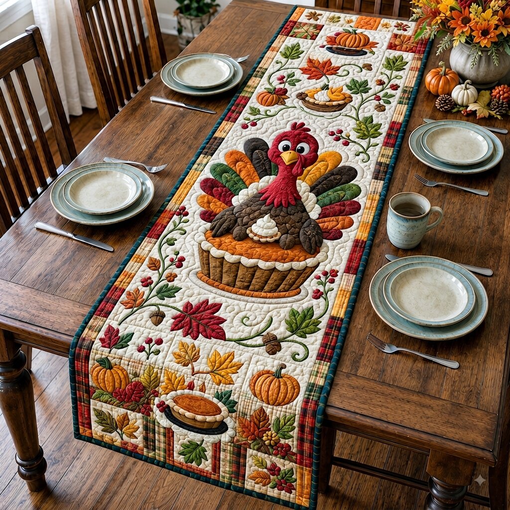 Thanksgiving Turkey Quilted Table Runner GFTONPT235