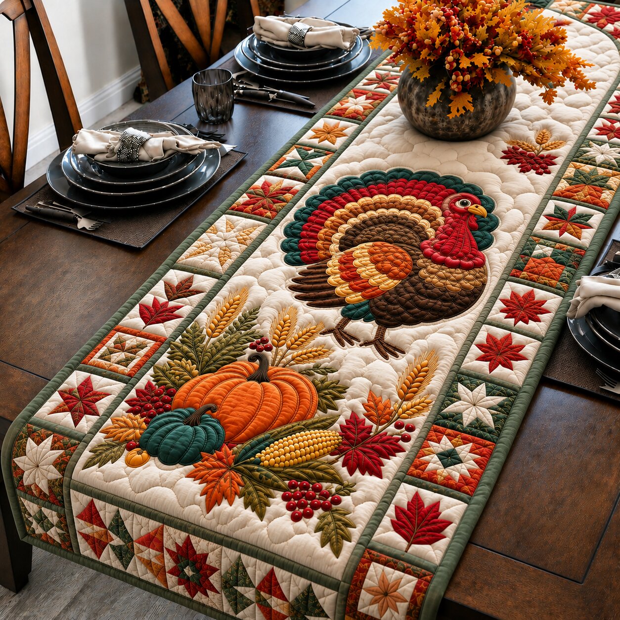 Turkey Harvest Quilted Table Runner GFTONPT236
