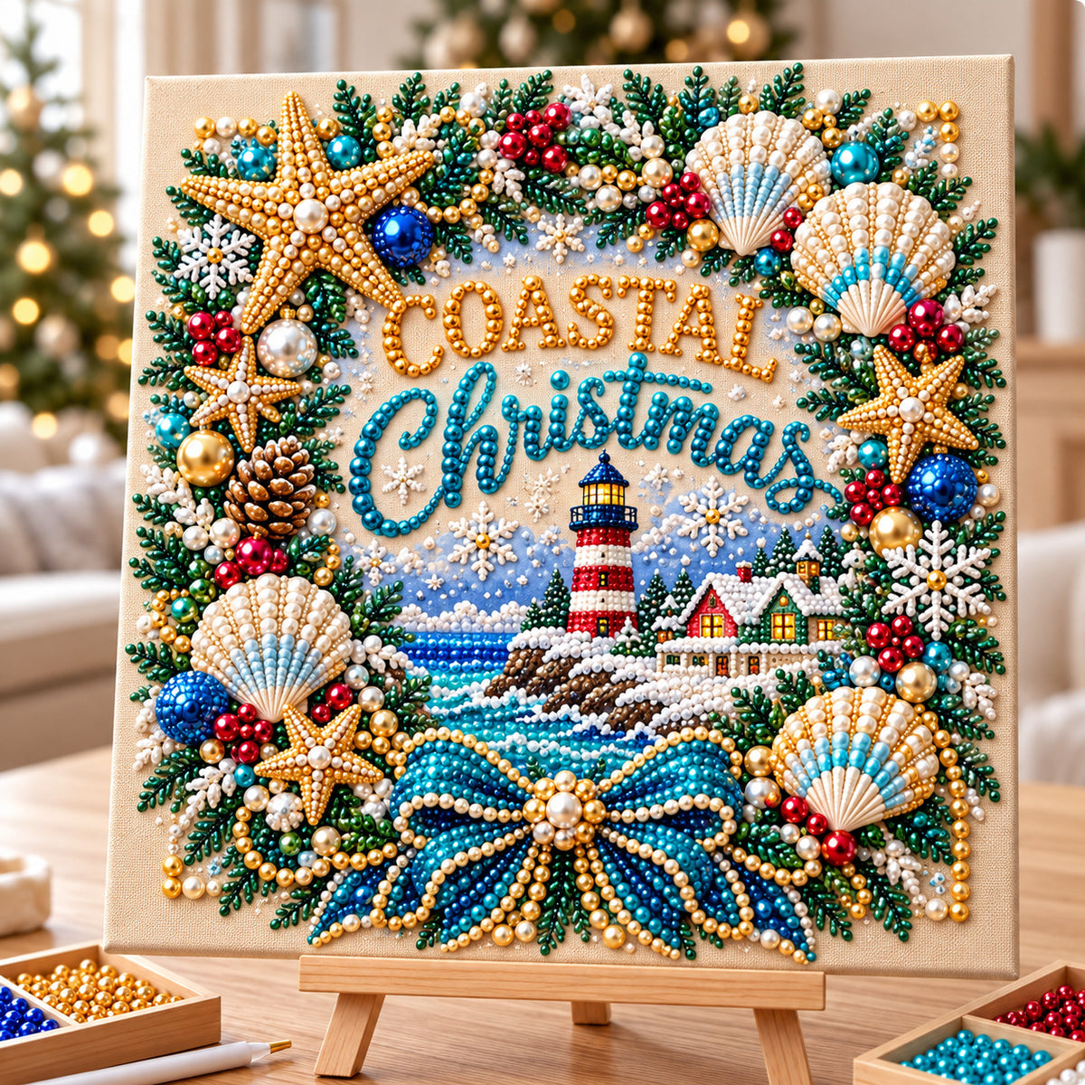 Coastal Christmas DIY Diamond Pearl Art Kit GFTONPT2396