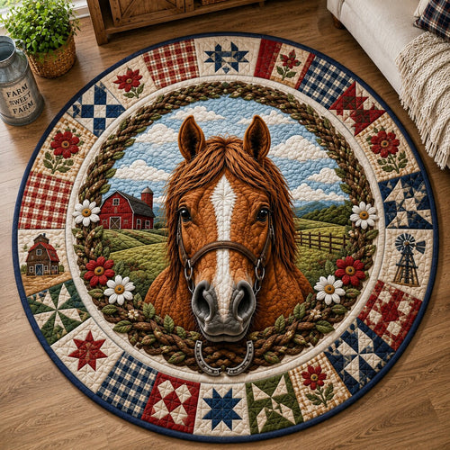Horse Ranch Quilted Round Mat GFTONPT242