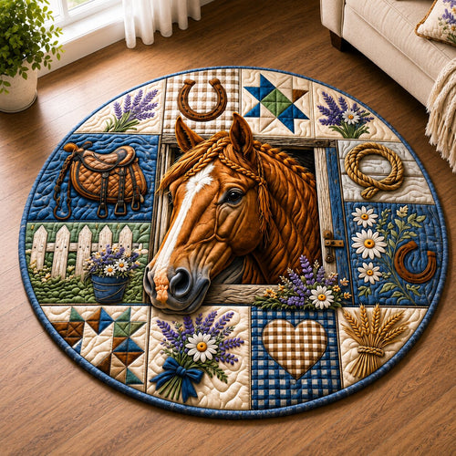 Horse Meadow Quilted Round Mat GFTONPT243