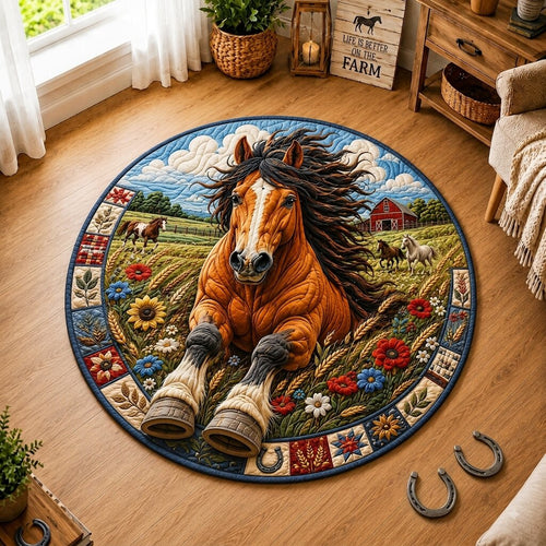 Horse Homestead Quilted Round Mat GFTONPT245