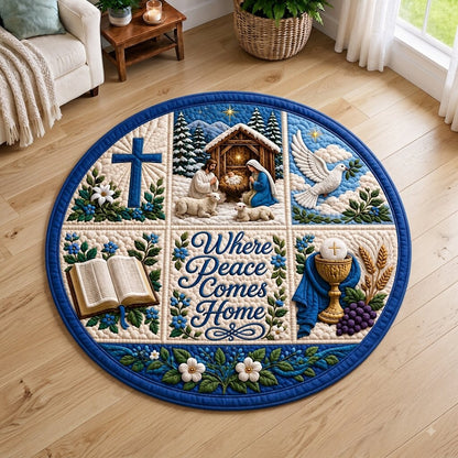 Christian Nativity Quilted Round Mat GFTONPT247
