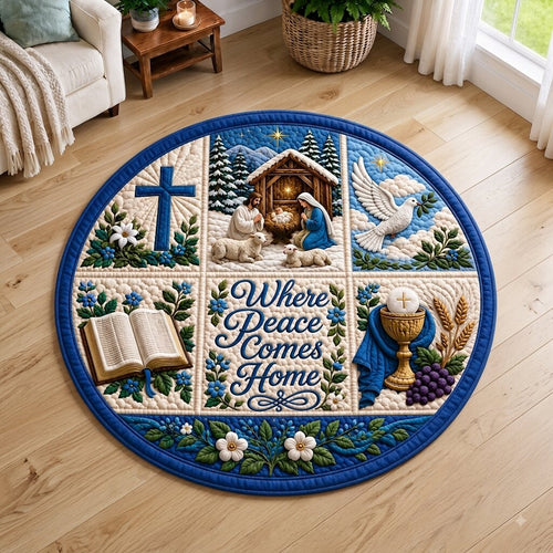 Christian Nativity Quilted Round Mat GFTONPT247