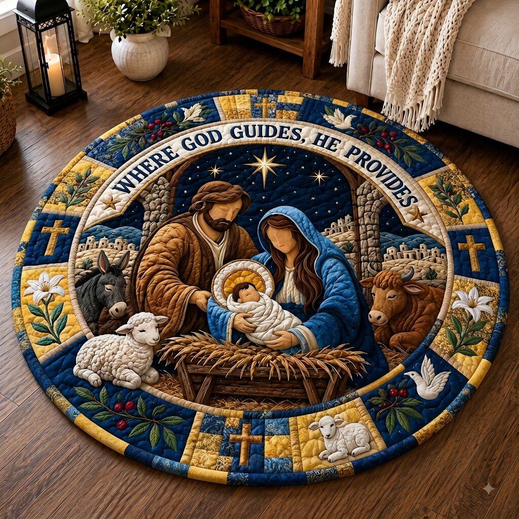 Nativity Grace Quilted Round Mat GFTONPT248