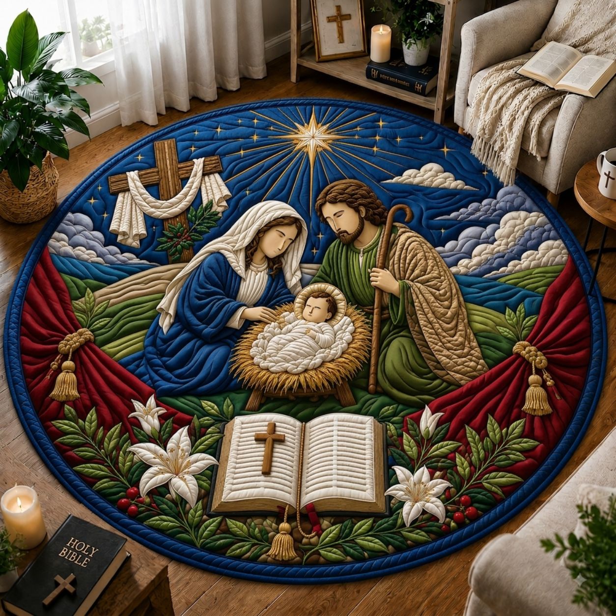 Nativity Hope Quilted Round Mat GFTONPT252
