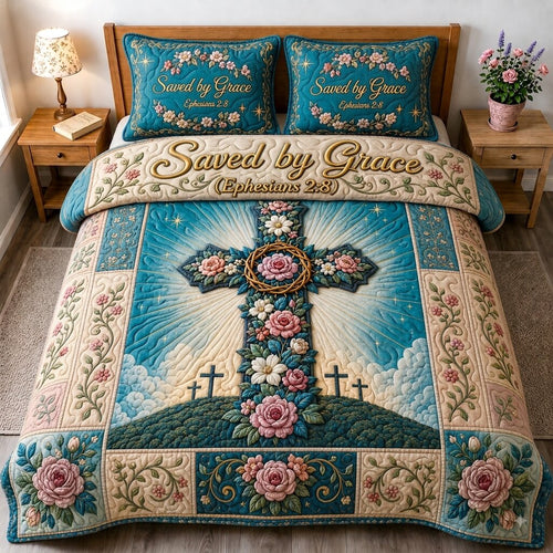 Floral Bible Beauty 3-Piece Quilted Bedding Set GFTONPT270