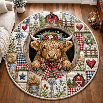 Highland Cow Love Quilted Round Mat GFTONPT278