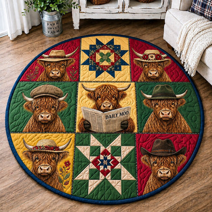 Highland Cow Country Quilted Round Mat GFTONPT281