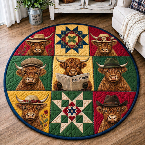Highland Cow Country Quilted Round Mat GFTONPT281