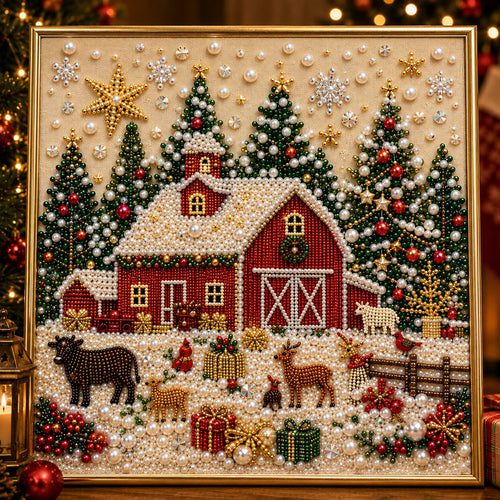 Christmas Farmhouse Home DIY Diamond Pearl Art Kit GFTONPT487