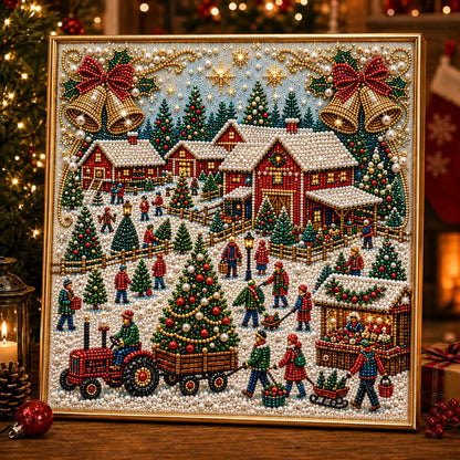 Warm Christmas Farmhouse DIY Diamond Pearl Art Kit GFTONPT490