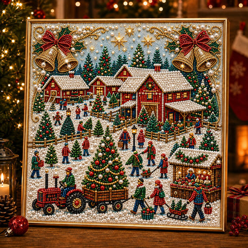 Warm Christmas Farmhouse DIY Diamond Pearl Art Kit GFTONPT490